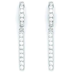 Sterling Silver Classic CZ Drop Huggy Earrings