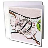 Dooni Designs Monogram Initial Designs - Cherry Blossom Flower Monogram Initial D - Greeting Cards-6 Greeting Cards with envelopes