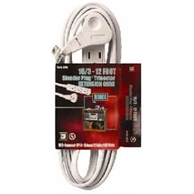 Coleman Cable #03518 12' 16 3 White 3 Out Cord by COLEMAN CABLE INC