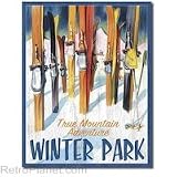 <strong>スキー</strong>板がいっぱい★WINTER PARK ADVENTURE★SKI★アメリカンブリキ看板[1618]