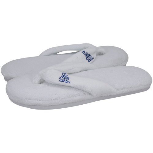 L.A. Dodgers Ladies White Plush Thong Slippers (9/10)