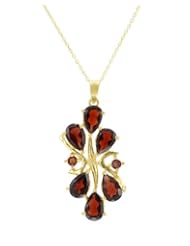 Gold Plated Silver 8.88 CTW Garnets and 0.01 CTW Accent Diamond Women Necklace. Length 18 in. Total Item weight 7.3 g.