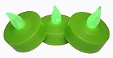 Set of 3 LED Battery Operated Green Tea Light Candles