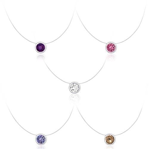 Gold Plated or Solid Silver Solitaire Pendant 5.5mm CZ Floating Illusion 16