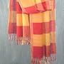 Silk and wool shawl, 'Bright Passion'