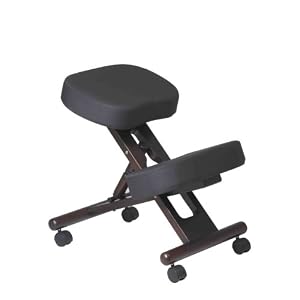 Office Star Ergonomically Designed Espresso Finished Wood Knee Chair with Casters