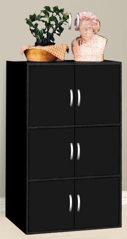 Hodedah Import HID33 BLACK 6 Door Storage Cabinet