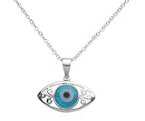 Filigree Blue Evil Eye Pendant Necklace
