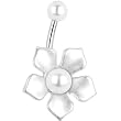 White Faux Pearl Floret Flower Belly Ring