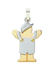 14K Two Tone Gold The Kids Boy Charm Pendant Jewelry