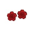 .925 Silver Posts with Carved Garnet Flower Earrings