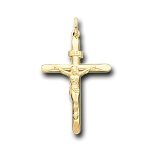 gold jesus 14k crucifix yellow pendant solid cross