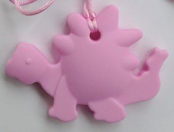 Best Baby BPA Free Teether, Chewable Silicone Sensory Toy &amp; Organic Nursing Necklace (Rainbow Zoo) (Pink Dino)