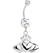 Crystalline Gem IRISH CLADDAGH Belly Ring