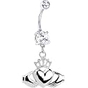 Crystalline Gem No. 1 IRISH CLADDAGH Belly Ring