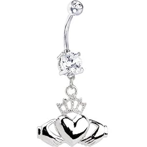 Crystalline Gem IRISH CLADDAGH Belly Ring 315zT507ULL. SL500 AA300 Crystalline Gem IRISH CLADDAGH Belly Ring