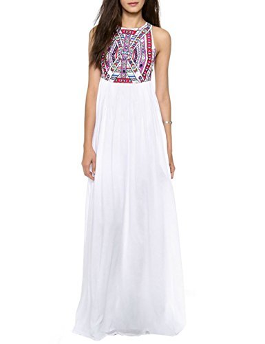 VintageRose Women's Summer Chiffon Sleeveless Bohemian Maxi Dress