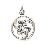 w/18" Silver Box Chain Necklace - Antiqued Sterling Silver Round Irish Celtic Knot Pendant Charm