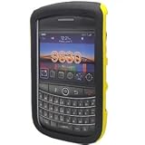 PREMIUM 2 IN 1 BLACK THIN SILICONE SKIN WITH YELLOW RUBBERIZED SNAP ON HARD SKIN COVER CASE FOR BLACKBERRY TOUR 9630 ULTIMATE PROTECTION