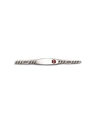 Sterling Silver Medical Alert ID Figaro Chain Bracelet - Length 7 Inch