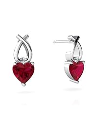 Created Ruby 14kt White Gold Earrings