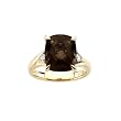 14K Yellow Gold 0.14 ct. Diamond and 5 1/3 ct. Smoky Quartz Ring