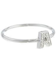 18k White Gold Diamond Initial Ring, 18"