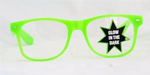Vintage Wayfarer Style Sunglasses - Clear Lenses Green Glow in the Dark