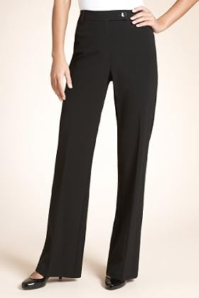 Flat Front 1 Button Tab Bootleg Trousers