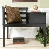 Gossip Bench - Black (Black) (33.25H x 38W x 20D)