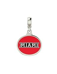 Miami of Ohio Collegiate Drop Charm Fits Most European Style Bracelets Including Chamilia, Zable, Troll and More. High Quality Bead in Stock for Fast Shipping.