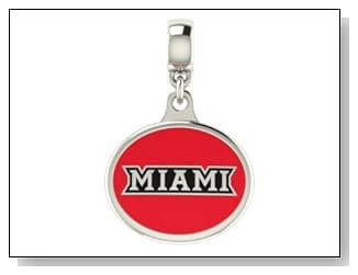 Miami of Ohio Collegiate Drop Charm Fits Most Pandora Style Bracelets Including Pandora Chamilia Zable Troll and More. High Quality Bead in Stock for Fast Shipping.