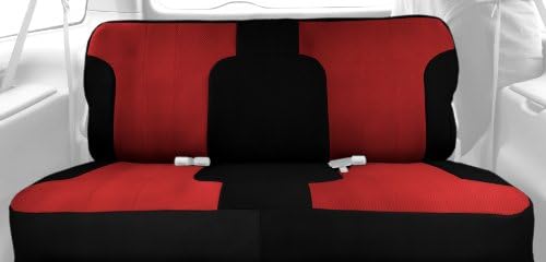 CalTrend Rear Solid Bench Seats, Carbon Fiber Seat Covers for 2010-2015 Chevrolet Camaro Red Red Insert with Black Trim