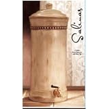 ANTIQUE WHITE BEADED DRINK DISPENSER - ANTIQUE WHITE PORCELAIN BEADED DRINK DISPENSER