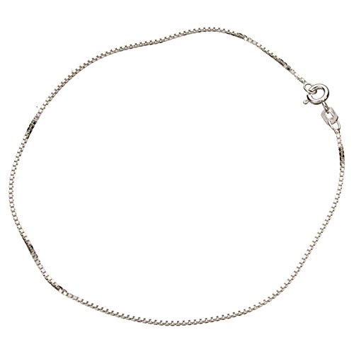 Sterling Silver 1.1mm Box Link Nickel Free Chain Anklet Italy 9 Inch
