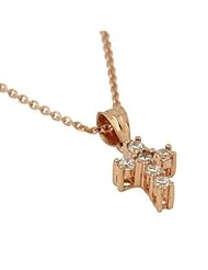 Rose Gold Plated Small Cz And Sterling Silver Cross Necklace 16" + 1"
