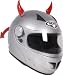 Helmet Devil Horns. Tested to 100mph, attach by suction pads!. Pair of Red Devil Horns with Devil Tail.