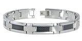 Tungsten Carbide Black Carbon Fiber Inlay Men's Bracelet (Length 7 - 9)