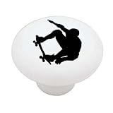 Skateboard Flyer Silhouette High Gloss Ceramic Drawer Knob