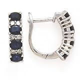 10k White Gold, Diamond & Sapphire Hoop Earrings (2.14ctw)