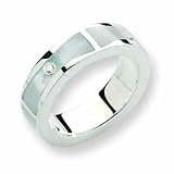 Sterling Silver White Ice .01ct Diamond and MOP (Mother of Pearl) Ring