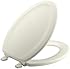 KOHLER K-4647-96 Stonewood Molded-Wood with Color-Matched Plastic Hinges Elongated Toilet Seat, Biscuit