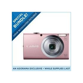 Canon PowerShot A2400 IS Digital Camera, 16.0 Megapixels, 5x Optical Zoom with 28mm Wide Angle, Optical Image Stabilizer, 720p HD Video, Pink - Special Promotional Bundle