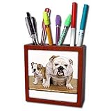 Dogs Bulldog - British Bulldog - Tile Pen Holders-5 inch tile pen holder