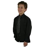 Boys Smart Shirt & Tie Set, Black Shirt with Black & Silver Patterned Tie