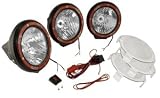 HID OFF ROAD FOG LIGHT KIT, THREE LIGHTS W/ WIRING HARNESS, 5-IN ROUND BLACK, COMPOSITE HOUSING, RUGGED RIDGE