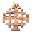 Olive wood Jerusalem Cross Laser Pendant (2.1cm or 0.8" square)
