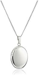 Sterling Silver Polished Oval Locket Necklace