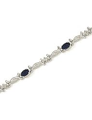 14kt Yellow Gold Oval Blue Sapphire and Diamond Bracelet