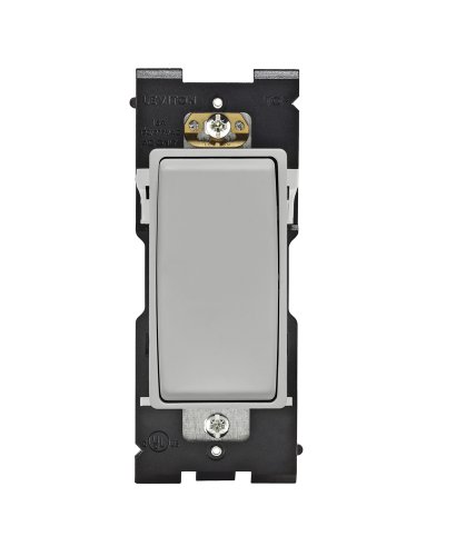 Leviton Renu Switch RE151-PG for Single Pole Applications, 15A-120/277VAC, in Pebble Grey